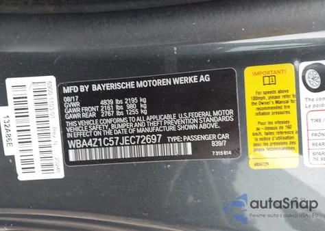 2018 BMW 430I from USA, damaged, VIN WBA4Z1C57JEC72697